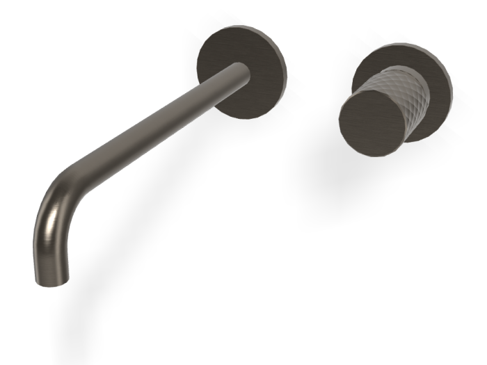 На изображении товар Смеситель для раковины Carlo Frattini Spillo Tech, ручка X Collection, настенный, с донным клапаном Click-Clack, излив 250 мм, внешняя часть, цвет брашированный чёрный хром от официального представителя в Москве