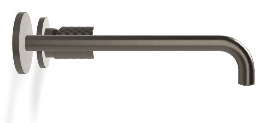 Смеситель для раковины Carlo Frattini Spillo Tech, ручка X Collection, настенный, с донным клапаном Click-Clack, излив 250 мм, внешняя часть, цвет брашированный чёрный хром - изображение 2