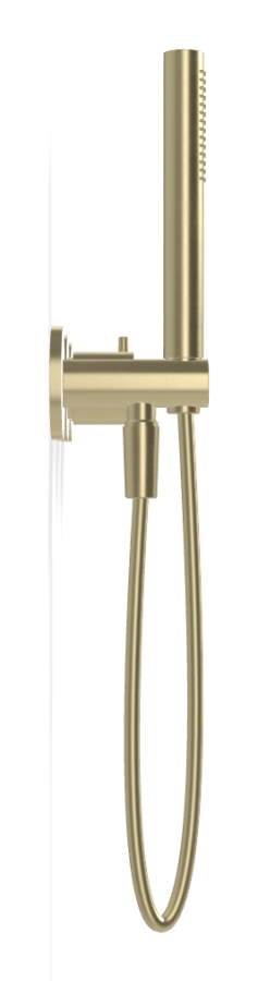 Смеситель для душа Carlo Frattini Spillo Tech, ручка V Collection, на 2 потребителя, с ручным душем, гибким шлангом хромалюкс 1500 мм, внешняя часть, цвет брашированная шампань - изображение 2