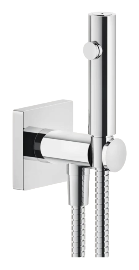 Гигиенический душ Gessi Rilievo, с лейкой, шлангом, шланговым подсоединением и держателем лейки, ширина 60 мм, цвет хром
