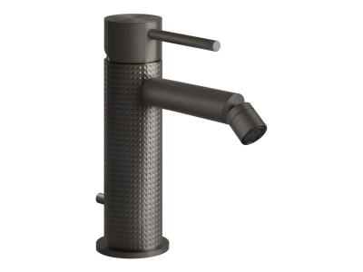Смеситель для биде Gessi316, однорычажный, с донным клапаном, соединительными шлангами, цвет Black Metal Brushed PVD