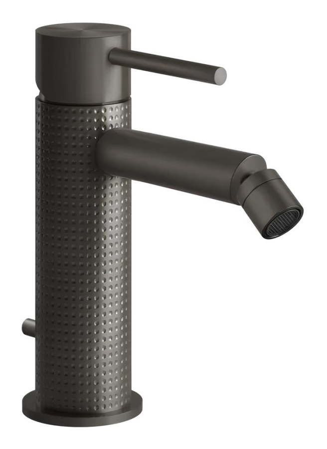 Смеситель для биде Gessi316, однорычажный, с донным клапаном, соединительными шлангами, цвет Black Metal Brushed PVD