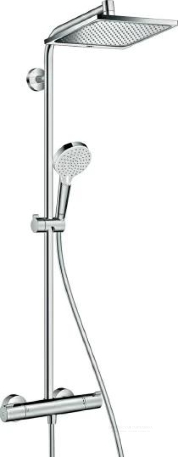 Душевая система Hansgrohe Crometta Е 240 1jet Showerpipe, с ручным душем, 1 тип струи, термостат, цвет хром