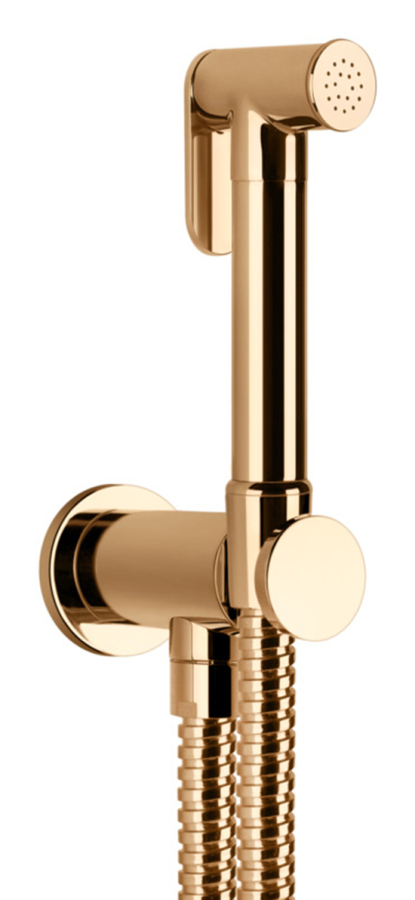 Гигиенический душ Gessi Tondo, шланг 1250 мм, шланговое подсоединение с держателем лейки, цвет Warm Bronze PVD