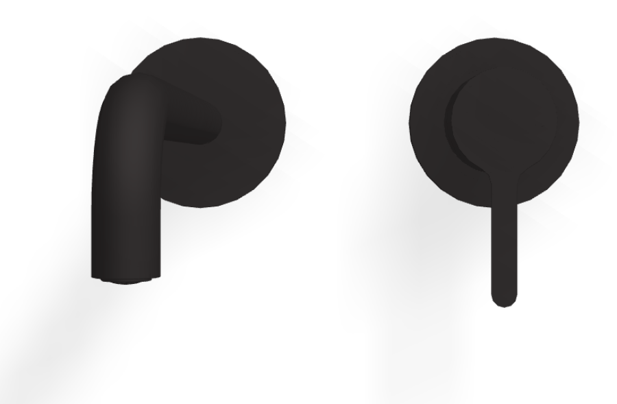 Смеситель для раковины Carlo Frattini Snap, настенный, однорычажный, с донным клапаном Click-Clack, излив 250 мм, внешняя часть, цвет чёрный матовый - изображение 1