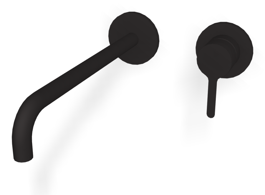 Смеситель для раковины Carlo Frattini Snap, настенный, однорычажный, с донным клапаном Click-Clack, излив 250 мм, внешняя часть, цвет чёрный матовый