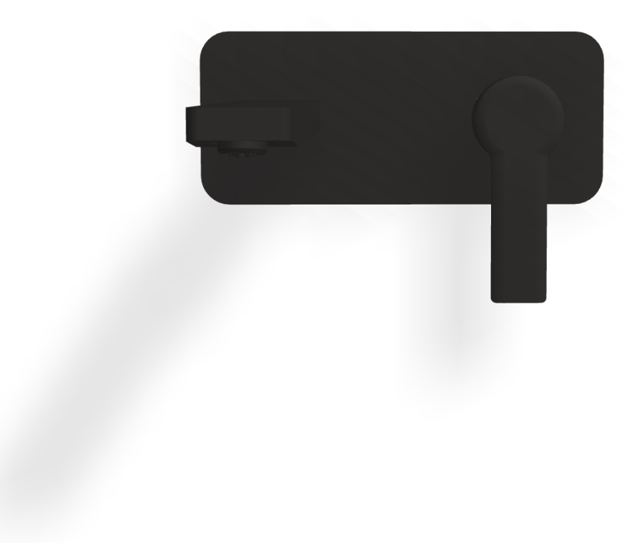 Смеситель для раковины Carlo Frattini Mast, настенный, однорычажный, с донным клапаном Click-Clack, излив 200 мм, внешняя часть, цвет чёрный матовый - изображение 1
