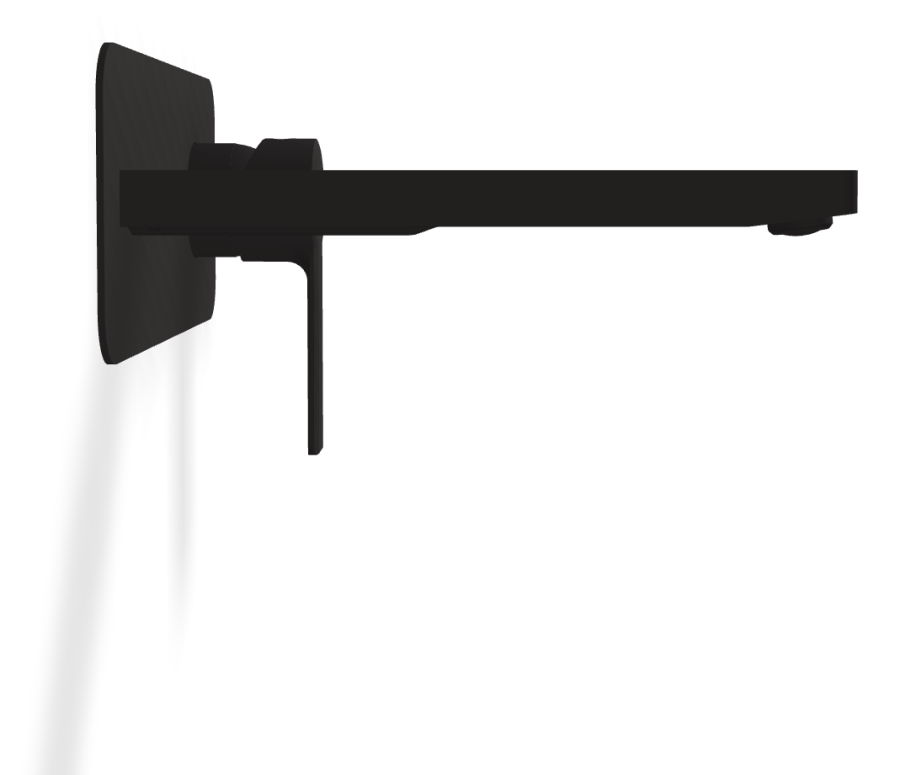 Смеситель для раковины Carlo Frattini Mast, настенный, однорычажный, с донным клапаном Click-Clack, излив 200 мм, внешняя часть, цвет чёрный матовый - изображение 2