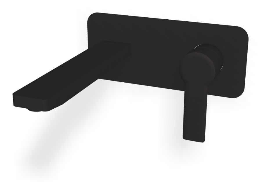 Смеситель для раковины Carlo Frattini Mast, настенный, однорычажный, с донным клапаном Click-Clack, излив 200 мм, внешняя часть, цвет чёрный матовый
