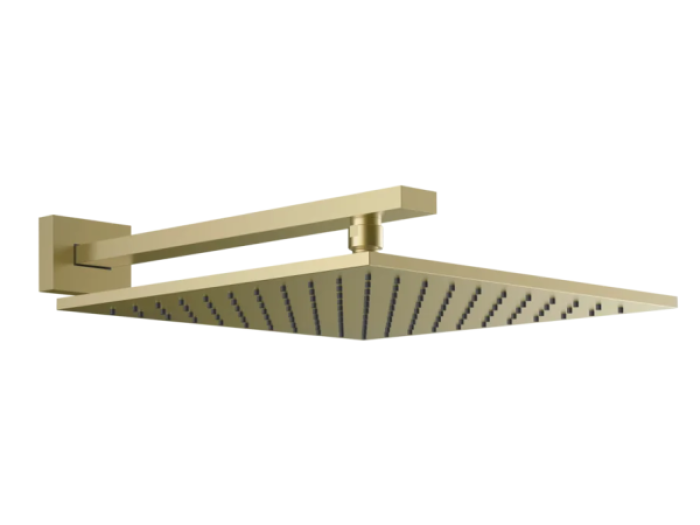 На изображении товар Верхний душ Gessi Rettangolo, настенный, 300x300 мм, цвет Brushed Brass PVD от официального представителя в Москве