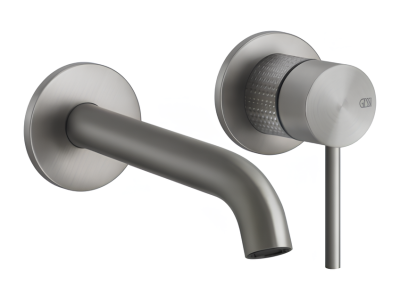 Смеситель для раковины Gessi 316, настенный, длинный излив, встраиваемый, цвет Steel Brushed