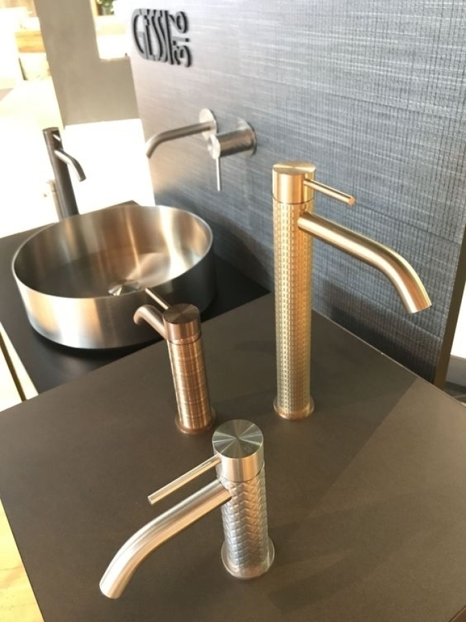 Смеситель для раковины Gessi 316, настенный, длинный излив, встраиваемый, цвет Steel Brushed - изображение 1