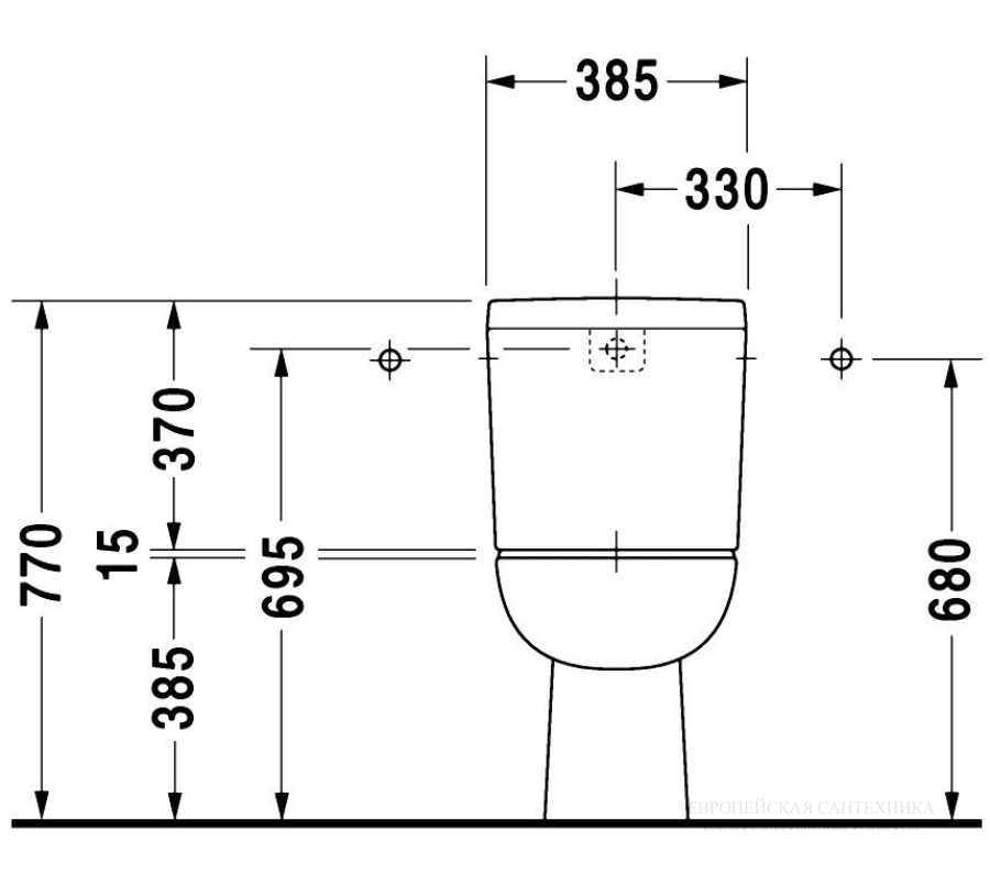 Унитаз напольный Duravit D-Code под бачок, 650 х 355 мм, вертикальный сток, цвет белый - изображение 3