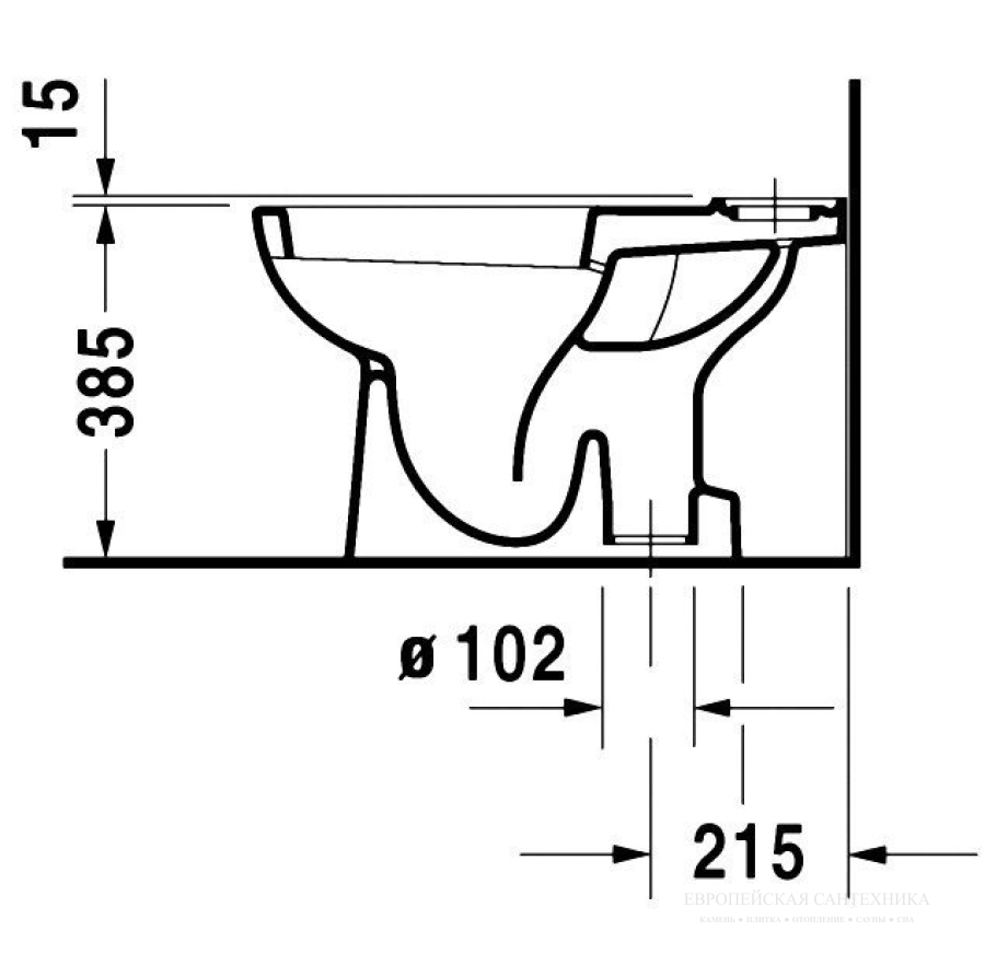 Унитаз напольный Duravit D-Code под бачок, 650 х 355 мм, вертикальный сток, цвет белый - изображение 2