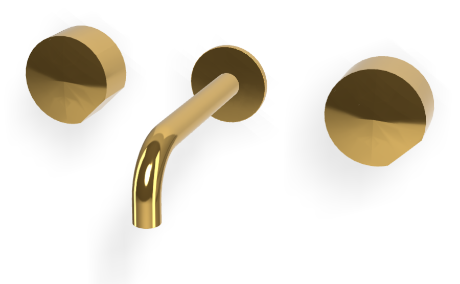 Смеситель для раковины Carlo Frattini SO, настенный, без ручек, с донным клапаном Click-Clack, L-159 мм, внешняя часть, цвет золото