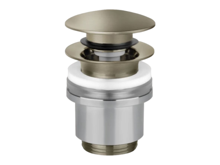 На изображении товар Донный клапан Gessi, автоматический, для раковины c переливом, крышка Ø63 мм, цвет Finox Brushed Nickel от официального представителя в Москве