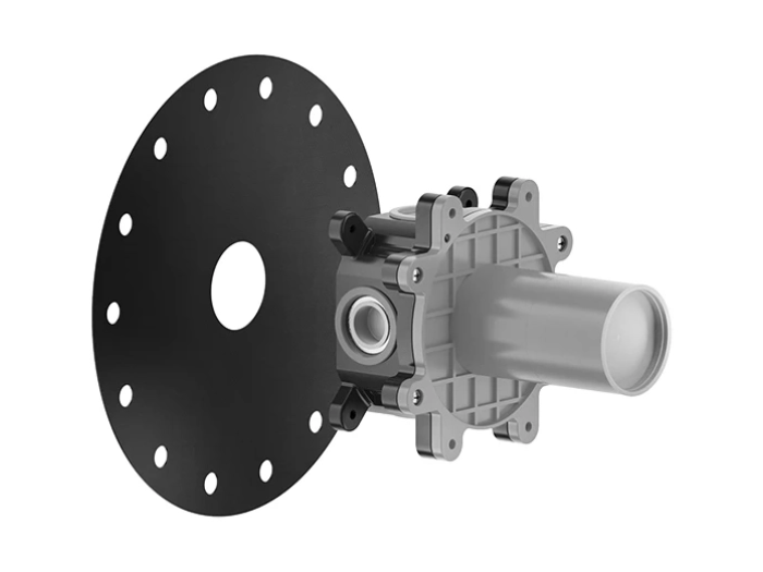 На изображении товар Скрытая часть Gessi для однорычажного функционального узла на 1 выход, цвет Steel Brushed от официального представителя в Москве