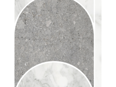 На изображении товар Terratinta Ceramics мозаика, керамогранит Vicentina Mix matt / honed Cenere + Marmo Apuano Mosaic 29.6x39.6 Dome Mild / 9.0 от официального представителя в Москве