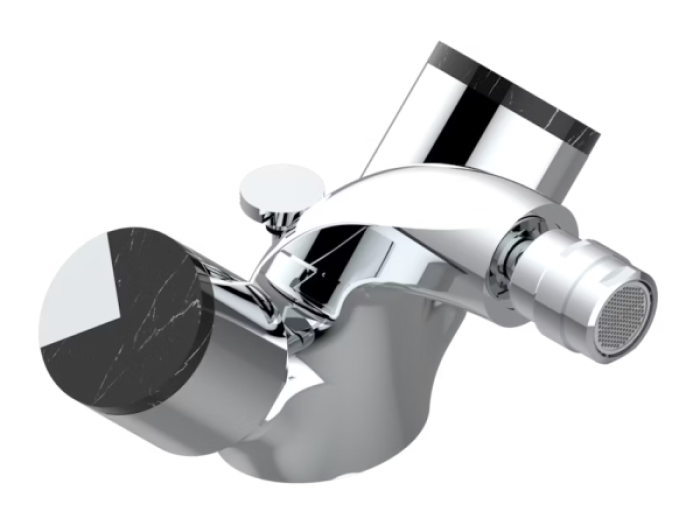 На изображении товар Смеситель для биде THG Le 9 Nero Marquina, на 1 отверстие, донный клапан, цвет хром от официального представителя в Москве