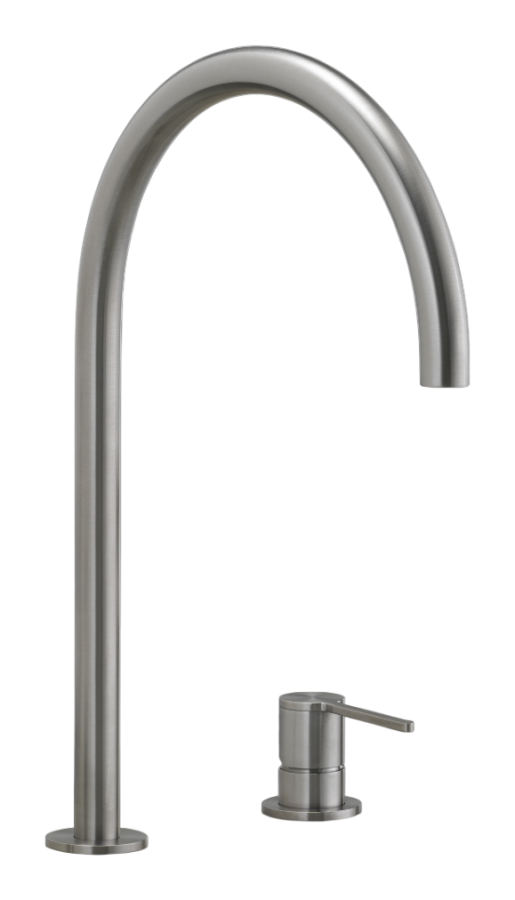 Смеситель для раковины CeaDesign Innovo, на 2 отверстия, поворотный, высокий излив, сталь, цвет сатинированная сталь