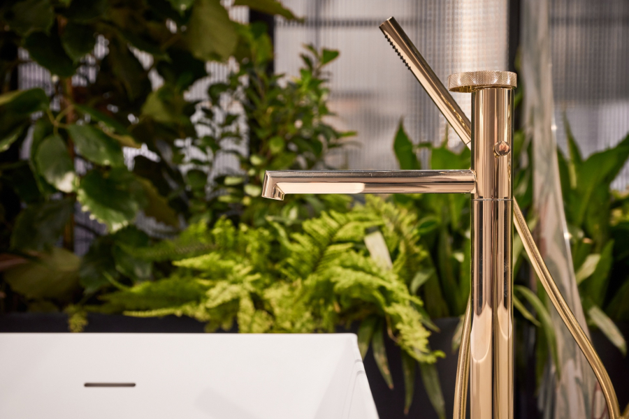 Cмеситель для ванны Gessi Anello, напольный, с душевой лейкой, встраиваемый, цвет Warm Bronze Brushed PVD - изображение 4