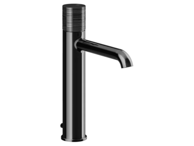 На изображении товар Cмеситель для раковины Gessi Habito, средней высоты, с донным клапаном и соединительными шлангами, цвет Black Metal PVD от официального представителя в Москве