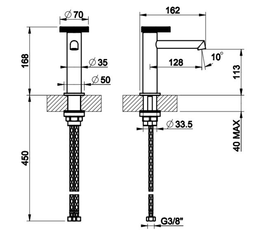 Смеситель для раковины Gessi Anello, 70х162мм, однорычажный, цвет Matte Black - изображение 1