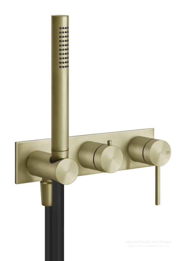 Смеситель для душа Gessi 316, встраиваемый, настенный, на 2 потребителя, цвет Brushed Brass PVD