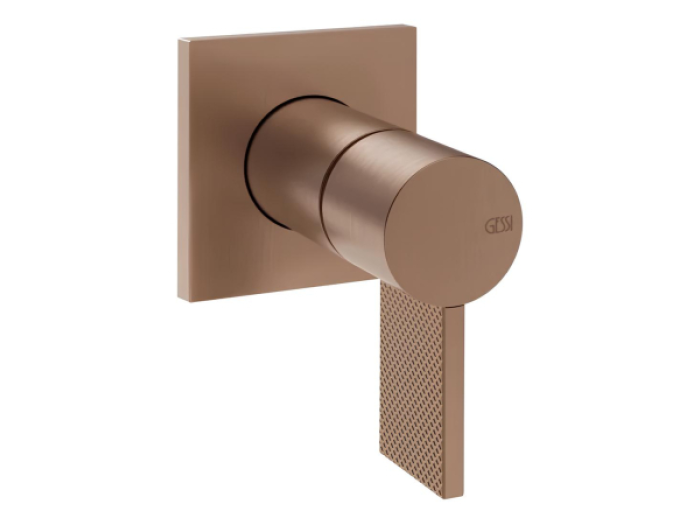 На изображении товар Смеситель для раковины Gessi Inverso, встраиваемый, настенный, однорычажный, на 1 выход, внешняя часть, цвет Copper Brushed PVD от официального представителя в Москве