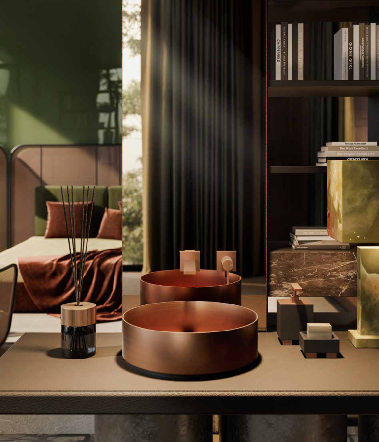 Смеситель для раковины Gessi Inverso, встраиваемый, настенный, однорычажный, на 1 выход, внешняя часть, цвет Copper Brushed PVD - изображение 1