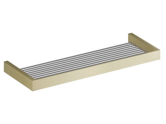 На изображении товар Полка Gessi Rettangolo, настенная, 600 мм, цвет Brass Brushed PVD от официального представителя в Москве