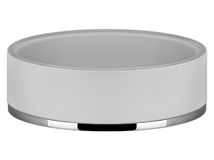 На изображении товар Мыльница Gessi Inciso ⌀115 мм, настольная, цвет White/Chrome от официального представителя в Москве