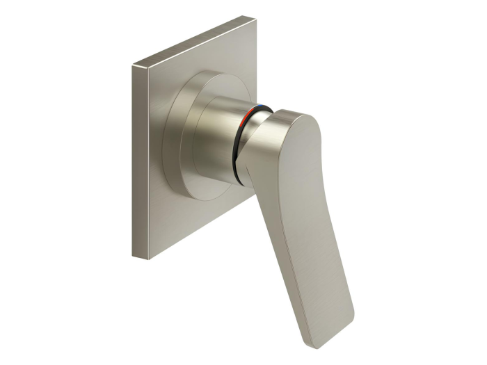 На изображении товар Смеситель Gessi Rilievo, настенный, на 1 выход, внешняя часть, цвет Finox Brushed Nickel от официального представителя в Москве