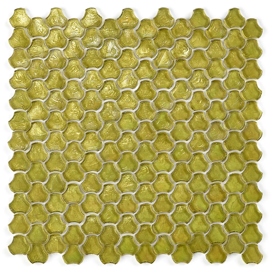 Sicis Стеклянная мозаика Clover Goldlime chips size 25 mm sheet-size 286x283 mm
