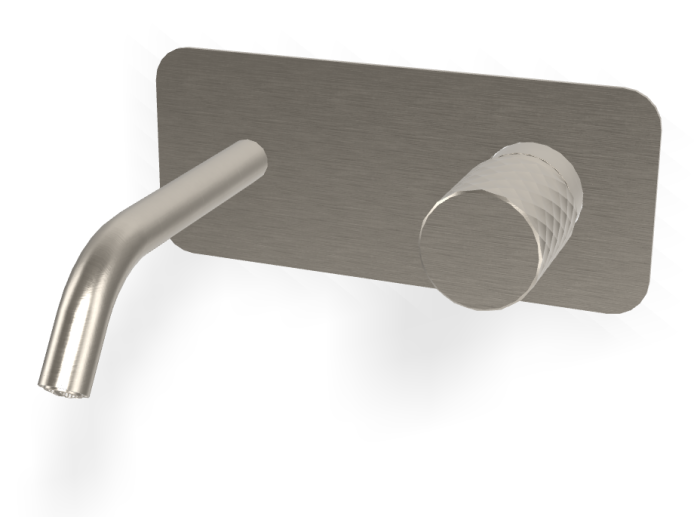 На изображении товар Смеситель для раковины Carlo Frattini Spillo Tech, ручка X Collection, с донным клапаном Click-Clack, излив 150 мм, внешняя часть, цвет никель брашированный от официального представителя в Москве