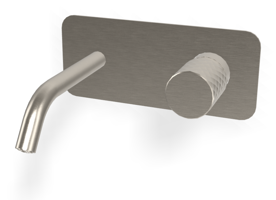 Смеситель для раковины Carlo Frattini Spillo Tech, ручка X Collection, с донным клапаном Click-Clack, излив 150 мм, внешняя часть, цвет никель брашированный