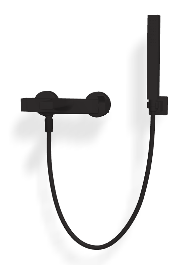 Смеситель для ванны Carlo Frattini Zeta, с душевым комплектом: гибкий шланг 1500 мм, переключатель, держатель для душа, ручной душ с защитой от известкового налёта, цвет черный матовый