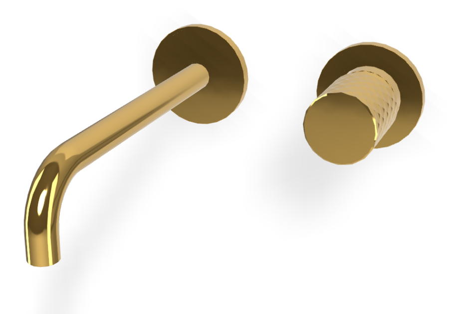 Смеситель для раковины Carlo Frattini Spillo Tech, ручка X Collection, настенный, с донным клапаном Click-Clack, излив 200 мм, внешняя часть, цвет золото