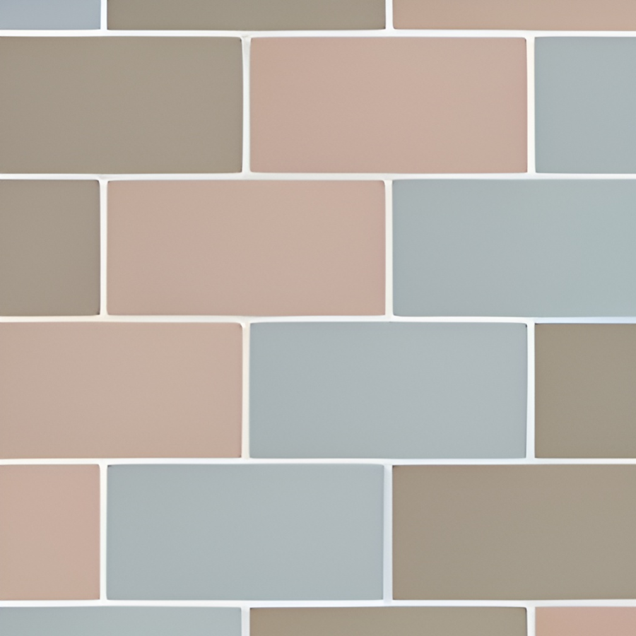 Micro. Керамогранит Microtiles Subway Mix Mou/Azure/Terracotta 30,1X30,1