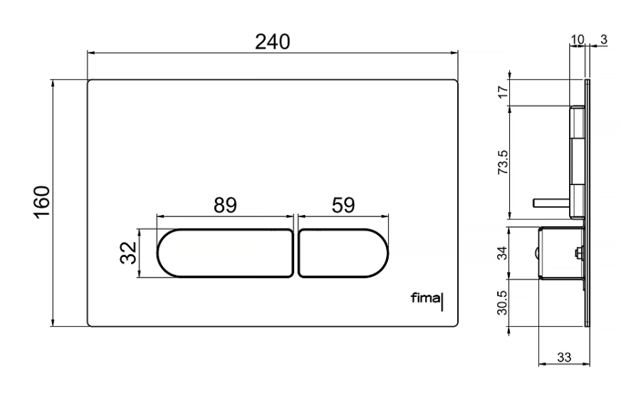Смывная клавиша Carlo Frattini  Geberit для двойного смыва Sigma 8 - Sigma 12, цвет брашированный чёрный хром - изображение 1