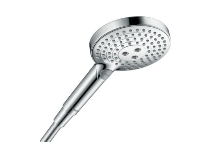 На изображении товар Ручной душ Hansgrohe Raindance Select S 120 3jet P, лейка, 3 типа струи: Rain, Whirl Air, PowderRain, цвет Хром от официального представителя в Москве