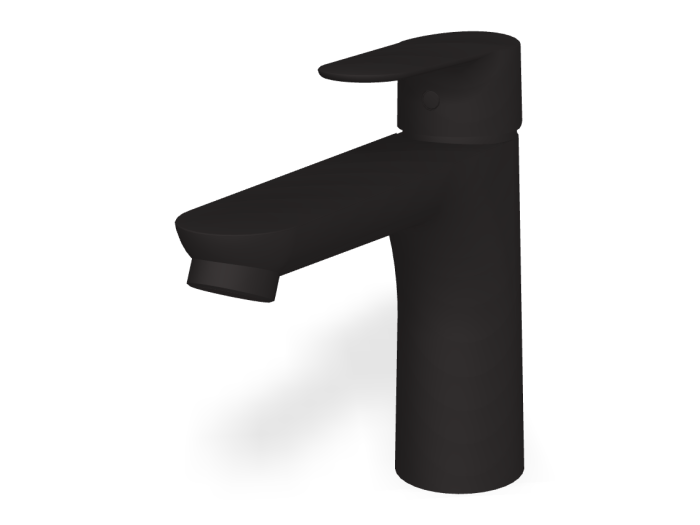 На изображении товар Смеситель для раковины Carlo Frattini Serie 22, c донным клапаном Click-Clack, 2 гибкими шлангами, излив L-173 мм, цвет черный матовый от официального представителя в Москве