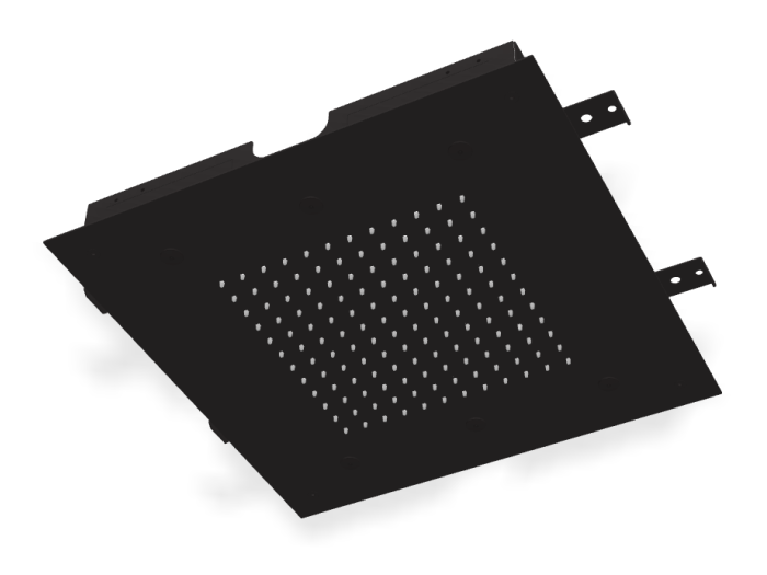 На изображении товар Верхний душ Carlo Frattini Harmonia, потолочный, с защитой от известкового налёта, ливневой струёй и 6 форсунками для мелкого распыления воды, 500x500 мм, цвет чёрный матовый от официального представителя в Москве