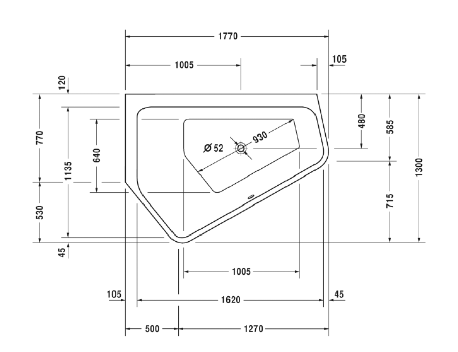 Ванна Duravit Paiova 5, встраиваемая, 1770x1300 мм, гидромассаж Combi-System L, в левый угол, с двумя разными наклонами спинки, цвет белый - изображение 5