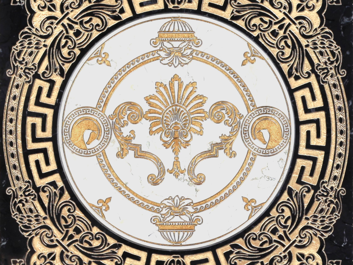 На изображении товар Akros Venezia Камень Luxurious Hellenic DIM Gold Biancone Gold Nero Marquinia Gold 40X40X1 от официального представителя в Москве