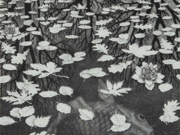 На изображении товар Akros Venezia Камень Artworks collection 2017 Escher Inspiration Three worlds panel Bianco carrara acidato 65x95x1 от официального представителя в Москве