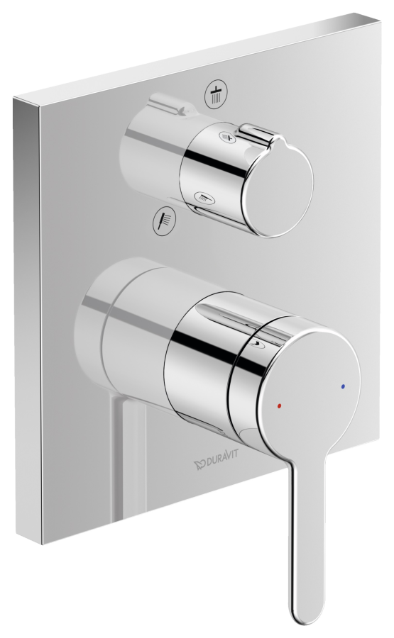 Смеситель для душа Duravit C.1, с переключателем, квадратная розетка, внешняя часть, цвет хром