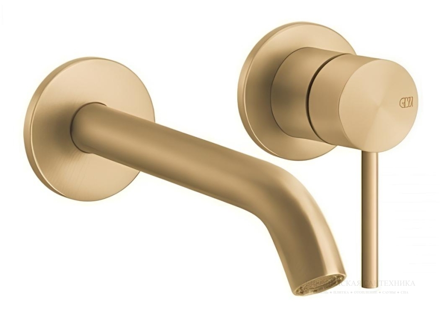 Смеситель для раковины Gessi 316, настенный, встраиваемый, цвет Brass Brushed PVD