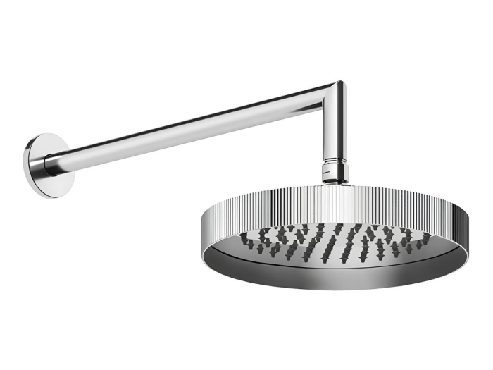 На изображении товар Верхний душ Gessi Ingranaggio, ø218 мм, поворотный, с настенным держателем, цвет Chrome от официального представителя в Москве