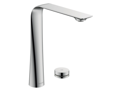 На изображении товар Cмеситель для раковины Duravit D.1 XL, высокий, электронное управление, питание от сети, цвет хром от официального представителя в Москве